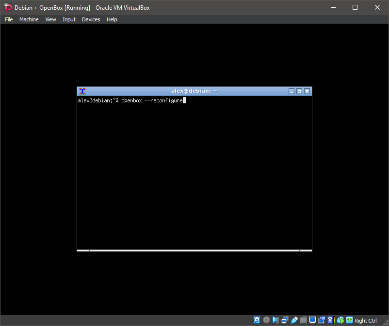 Running 'openbox --reconfigure'